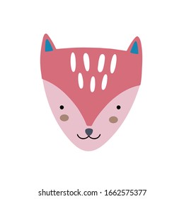 Fox character illustration. Cute cartoon animal vector illustration. Abstract icon for baby posters, art prints, fashion apparel or stickers.