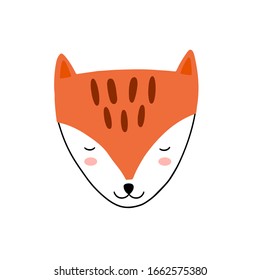 Fox character illustration. Cute cartoon animal vector illustration. Abstract icon for baby posters, art prints, fashion apparel or stickers.