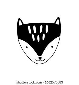 Fox character illustration. Cute cartoon animal vector illustration. Abstract icon for baby posters, art prints, fashion apparel or stickers.