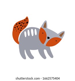 Fox character illustration. Cute cartoon animal vector illustration. Abstract icon for baby posters, art prints, fashion apparel or stickers.