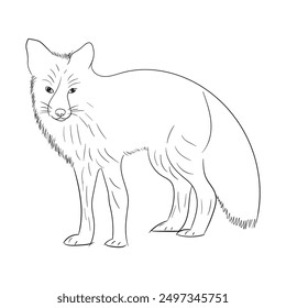 Fox character line art vector illustration. coloring pages. wild animals. fox line drawing. hand drawn line art for coloring book