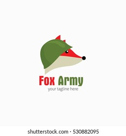 Fox character in military clothes. Vector Illustration