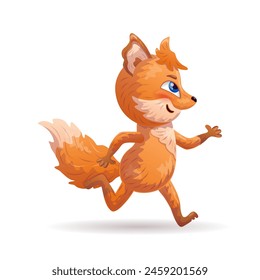 Fox character is running. Anthropomorphic character. Vector illustration.
