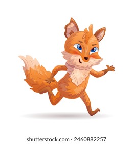 Fox character is running. Anthropomorphic character. Vector illustration.