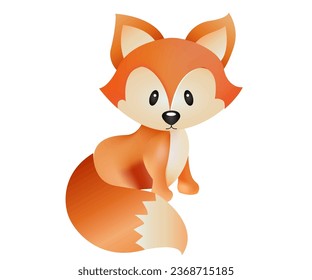 fox character vector 3d cute fox illustration character kids story illustration.