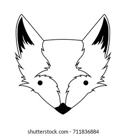 Fox character vector head in black and white