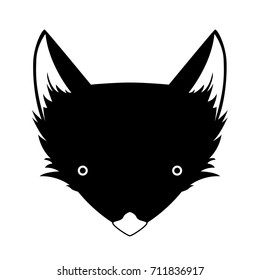 Fox character vector head in black 