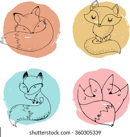 Fox characters, cute, lovely illustrations 