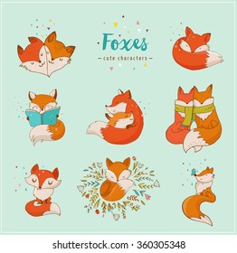Fox characters  cute  lovely illustrations 