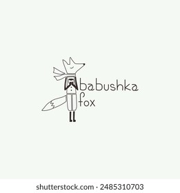 'Fox,' a charming line art logo featuring a fox in a muffler, radiating warmth and charm. Ideal for branding in fashion, accessories, and winter-themed products, conveying a cozy and stylish appeal.
