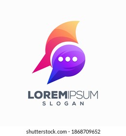fox chat color logo design vector