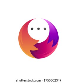 Fox chat mobile app logo, modern colorful logo style