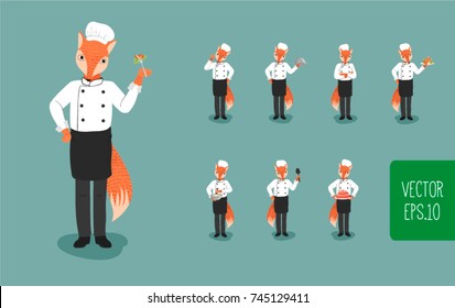 Fox is the chef. cartoon Fox set.