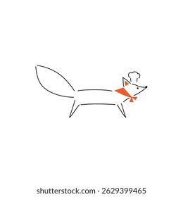 fox chef, cozinheiro, linha fina ilustração simples raposa branca
