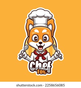 Fox Chef Cute Cartoon Logo Design