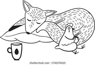 Fox with chicken got flu