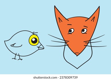 The fox and the chicken. Picture. Vector graphics, eps