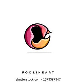 Fox Circle Illustration Vector Design Template. Suitable for Creative Industry, Multimedia, entertainment, Educations, Shop, and any related business
