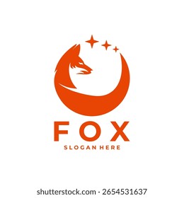 Modelo de vetor de design de logotipo de círculo Fox. Logotipo criativo da Fox