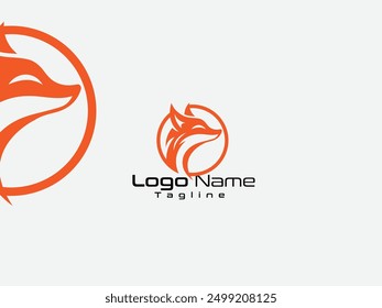 Fox circle logo design with a white color background. premium wolf head vector template. Circle shape wolf head logo design. 
