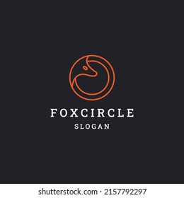 Fox circle simple line art logo template vector illustration design