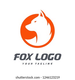 Fox circle Vector Symbol, fox Sign or Logo Template. creative fox Animal Face Modern Simple Design Concept. Isolated.