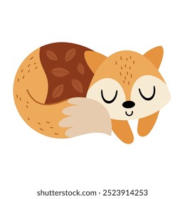 Clipart Fox. Carácter animal del otoño lindo. Arte de Clip animal de otoño. Ilustración vectorial dibujada a mano en estilo plano