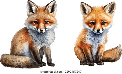 Fox clipart, isolated vector illustration.