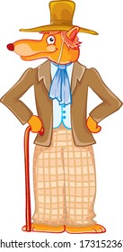 fox clothing with a cane