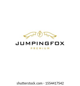 Fox coat of arms logo design vector illustration