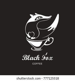 Fox with a coffee cup on a black background vector logo design template.
Vector coffee house labels.
