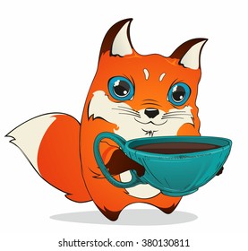 fox with coffee or tea