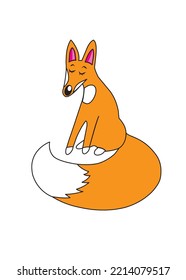 Fox. Color Image Of An Animal On A White Background. Vector Illustration.CMYK Color.300 Dpi.Flat Design.