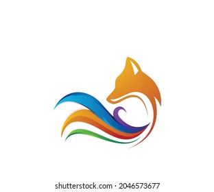 plantilla de diseño de logotipo coloreado de zorro