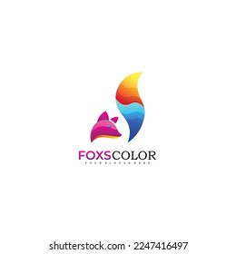 fox colorful logo illustration template symbol
