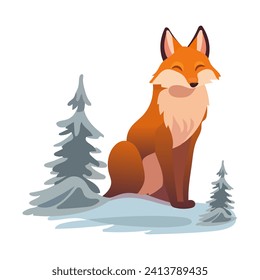 Fox of colorful set. The cartoon design of a fox is charming and endearing, making it a delightful addition to any art collection, all against a clean white backdrop. Vector illustration.