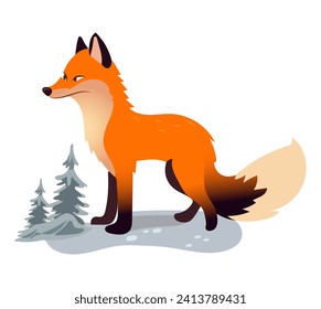 Fox of colorful set. This delightful image of a fox is a perfect blend of design and personality, highlighted on a crisp white background. Vector illustration.