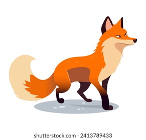 Fox of colorful set. A whimsical cartoon design of a fox brings a touch of enchantment and character to surroundings, set against a pure white backdrop. Vector illustration.