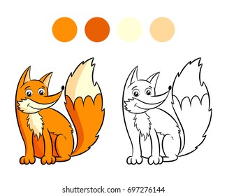 Fox. Coloring book design for kids and children. Vector illustration Isolated on white background.