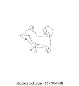 Fox for coloring book in doodle style illustration isolated on white background.Vector sketch print for coloring book. Outline stock illustration.Textile,kids print on t shirt.Childrens book and more.
