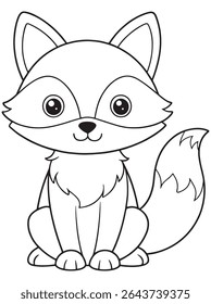Fox Coloring Page Animal Drawing Adorable Wildlife Art For Kids