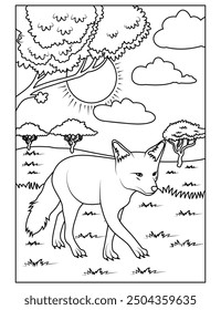 Fox coloring page for kids