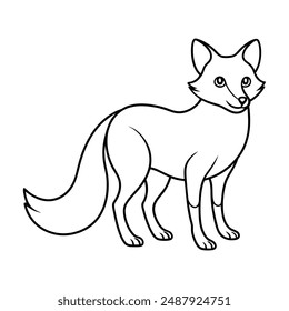 Fox Coloring Pages, Kids Coloring Book, Fox Character line art Vector Illustration