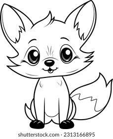 Fox, colouring book for kids, vector illustration