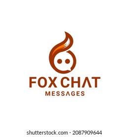 Fox combination with icon chat message in background white ,vector logo design editable