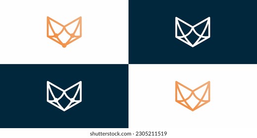 fox connection geometric logo designs, icons vector elements.