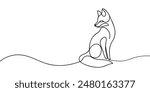 Fox continuous one line drawing vector illustration