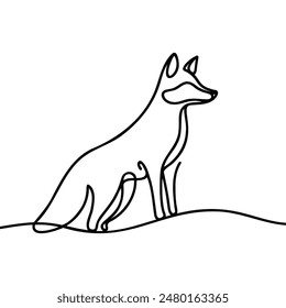 Fox continuous one line drawing vector illustration