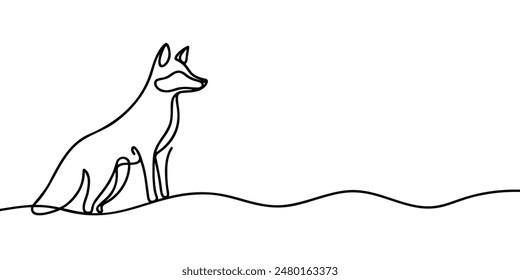 Fox continuous one line drawing vector illustration