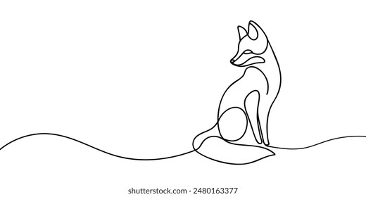 Fox continuous one line drawing vector illustration